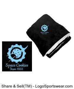 Cozy blanket with embroidered Space Cookies logo Design Zoom